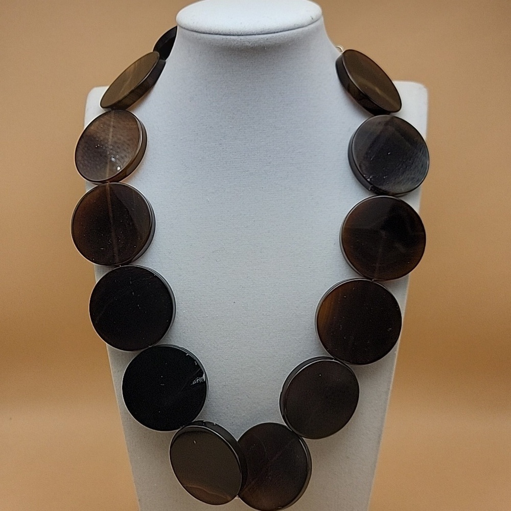NWT 1091 Cts Massive 37mm Agate Disc Beaded Crystal Gemstone Statement  Necklace - Picture 2 of 13